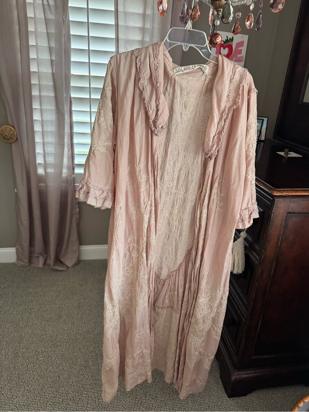 Magnolia Pearl Blush Pink Embroidered Maxi Coat